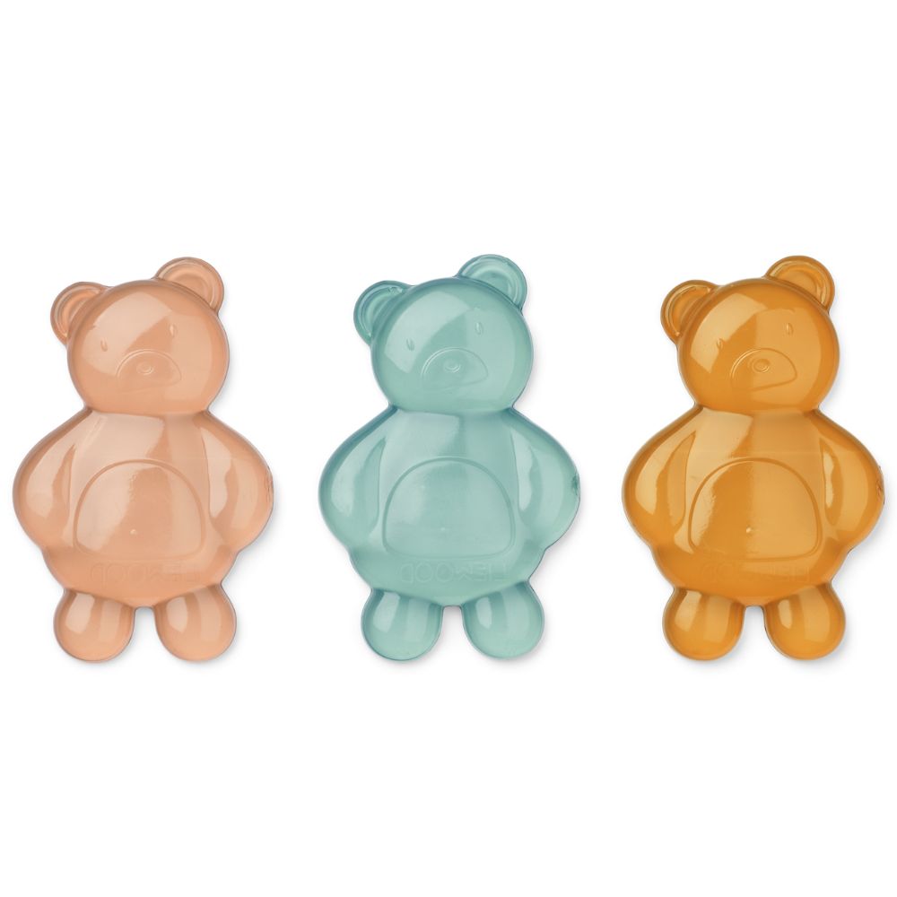 Liewood Kayden Mr Bear Three - Piece Set of Reusable Mustard - Colored Lunchbox Coolers