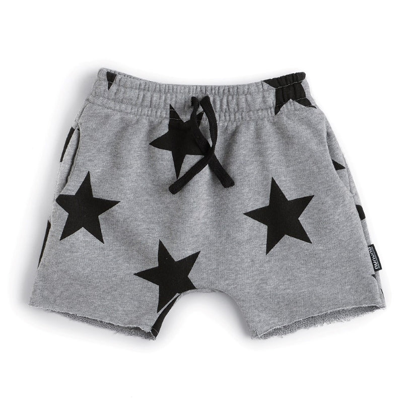 Nununu Kids and Pre - teens Unisex Star - Printed Rounded - Cut Crotch Grey Sweat Shorts
