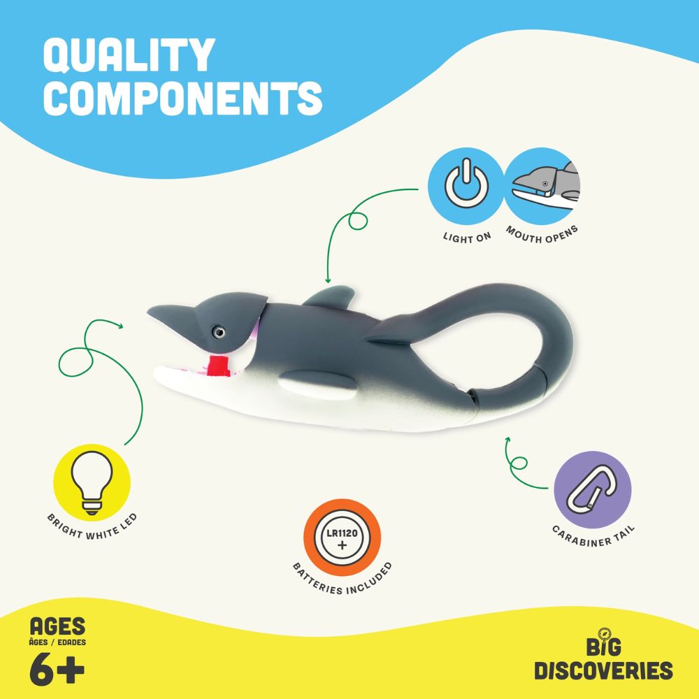 Lifelight Durable Dolphin-Shaped Animal Carabiner LED Flashlight for Kids