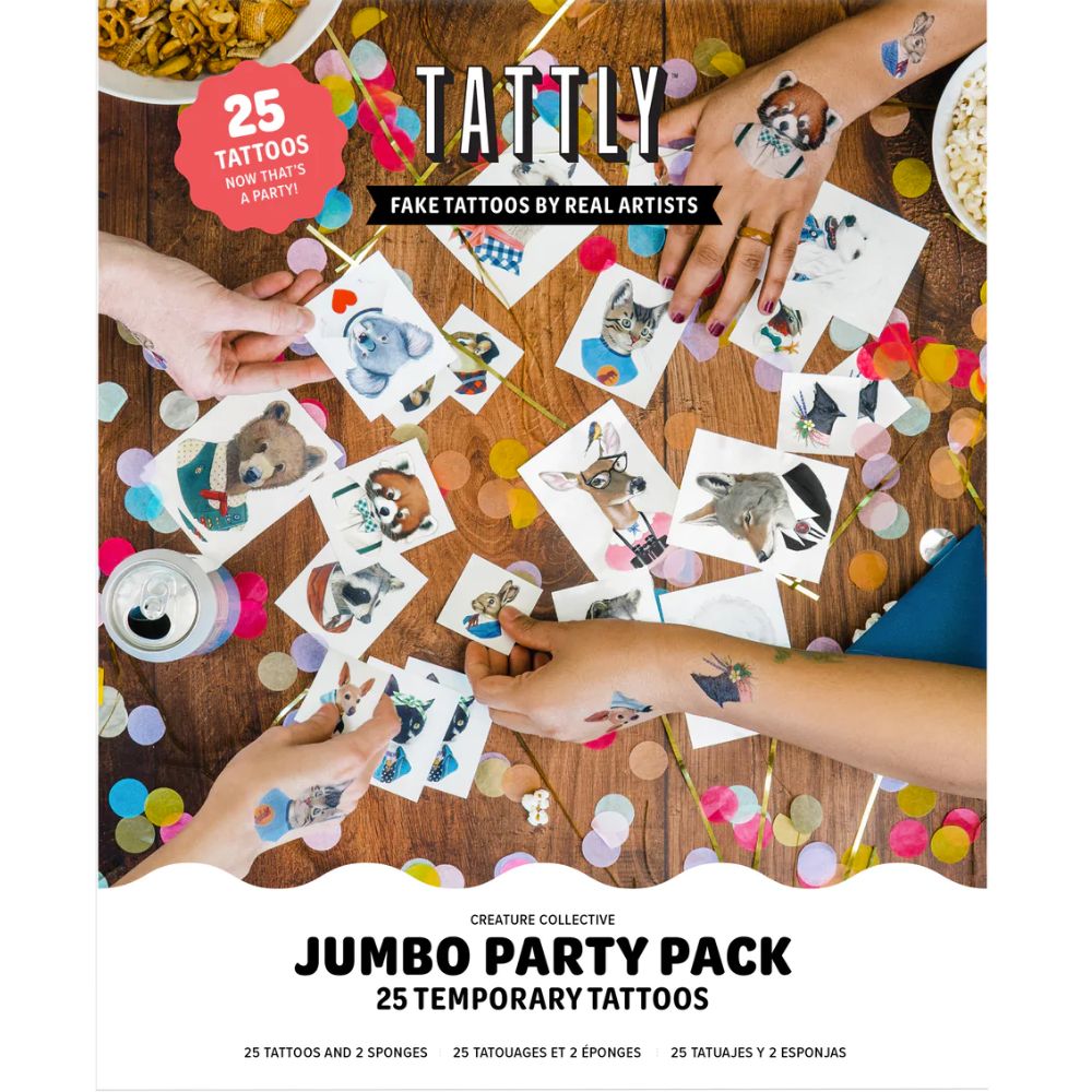 Tattly Jumbo Creature Collective Tattoo Party Pack for All Ages