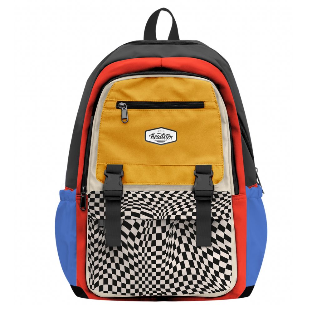Black Headster Racing Flag Style School Backpack for Kids