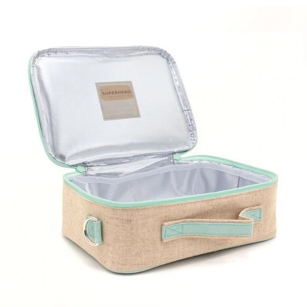 Insulated Raw Linen Lunch Box with Under the Sea Charming Print
