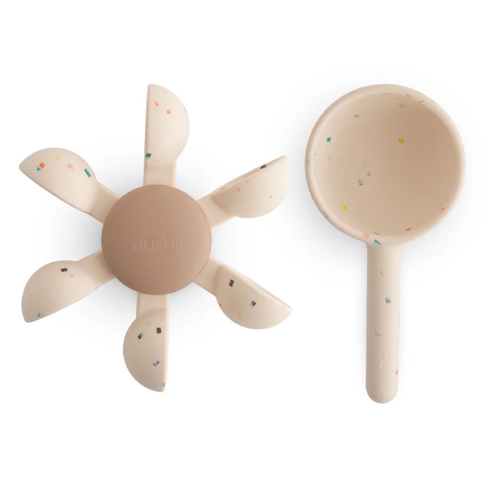 Mushie Soft Silicone Water Wheel Interactive Bath Toy for Toddlers