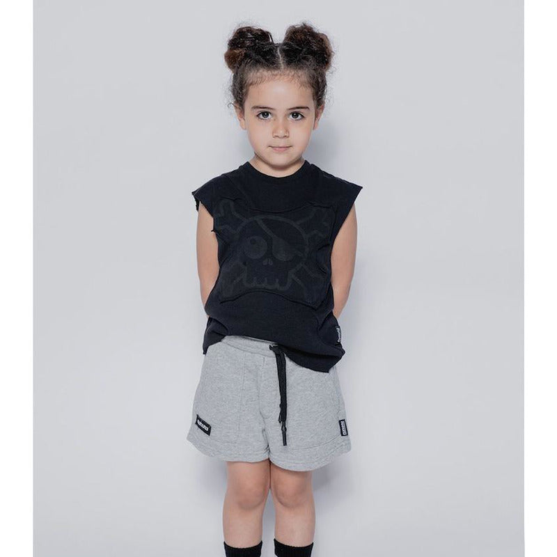Nununu Soft Black French Terry Solid Gym Shorts for Kids and Pre - teens