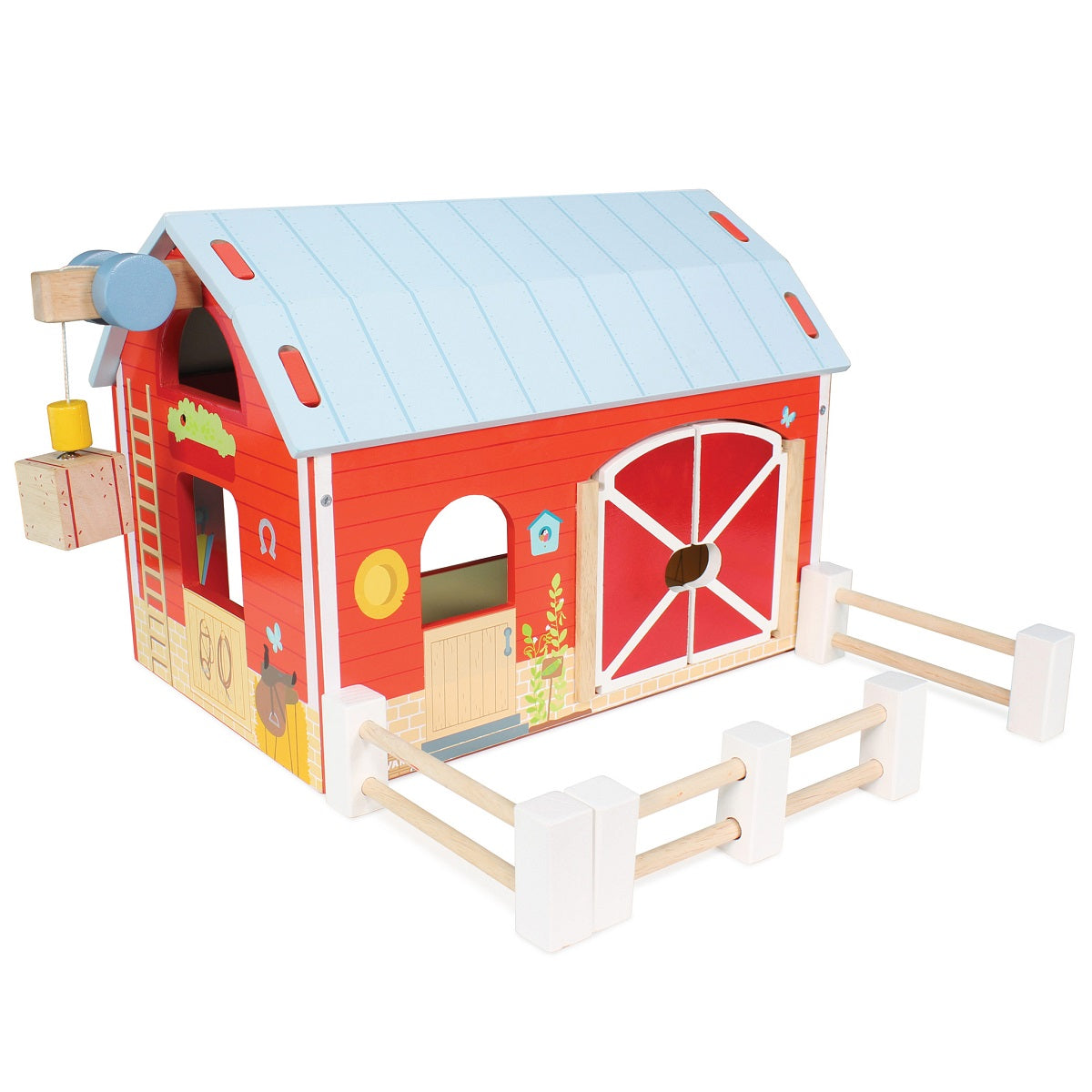 Le Toy Van Wooden Traditional Red Farmyard Animal Barn Set