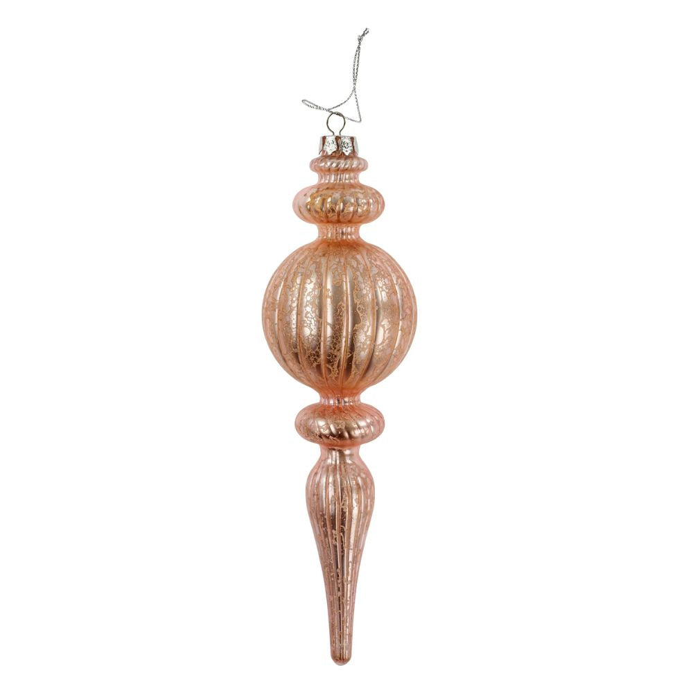 Pink Noel Glass Spindle Ornament for Festive Decorations