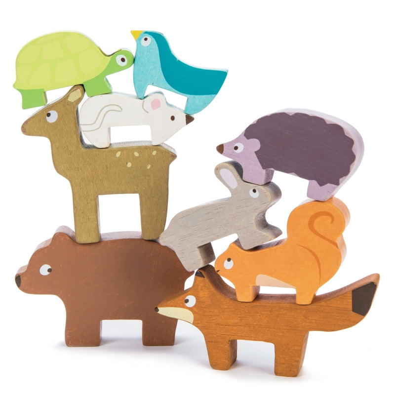 Le Toy Van Wooden Forest Stacker Tower Set with Cotton Carry Bag for Toddlers