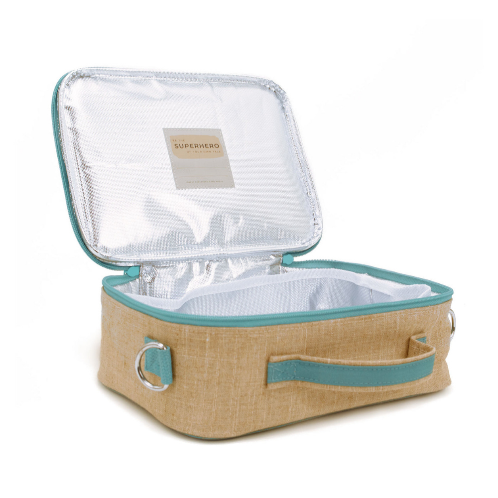 Green Stegosaurus-themed Raw Linen Lunch Box for Little Adventurers