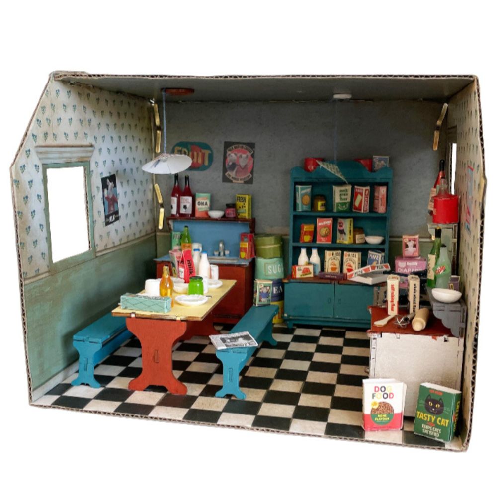 Assemblable Cardboard Mouse Mansion Miniature Kitchen Room