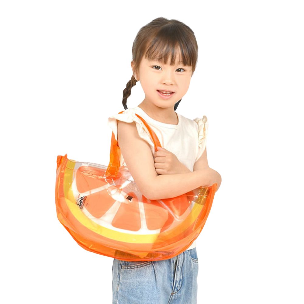 Ocean and Ground Themed Pop - Style Orange Colored Fruit - Sliced Shape PVC Pool Storage Bag