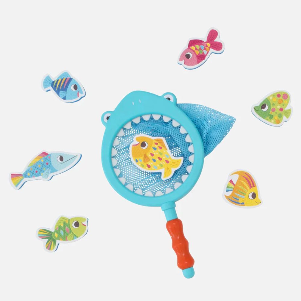 Eco-Friendly Shark Chasey Bath Toy - Catch Colorful Foam Fish