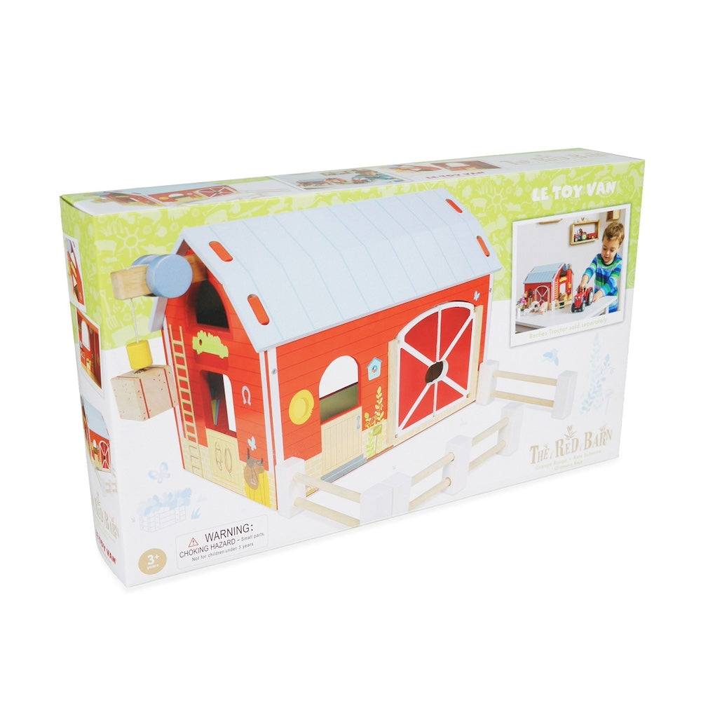 Le Toy Van Wooden Traditional Red Farmyard Animal Barn Set