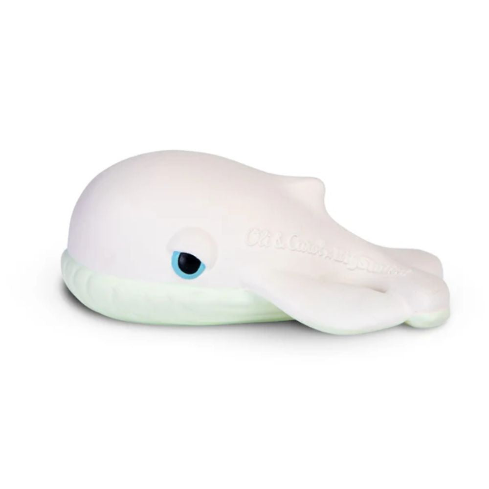 Oli & Carol Big Stuffed Albino Whale Bath Toy - Walter the Whale for Teething, Sensory Play, and Bath Time