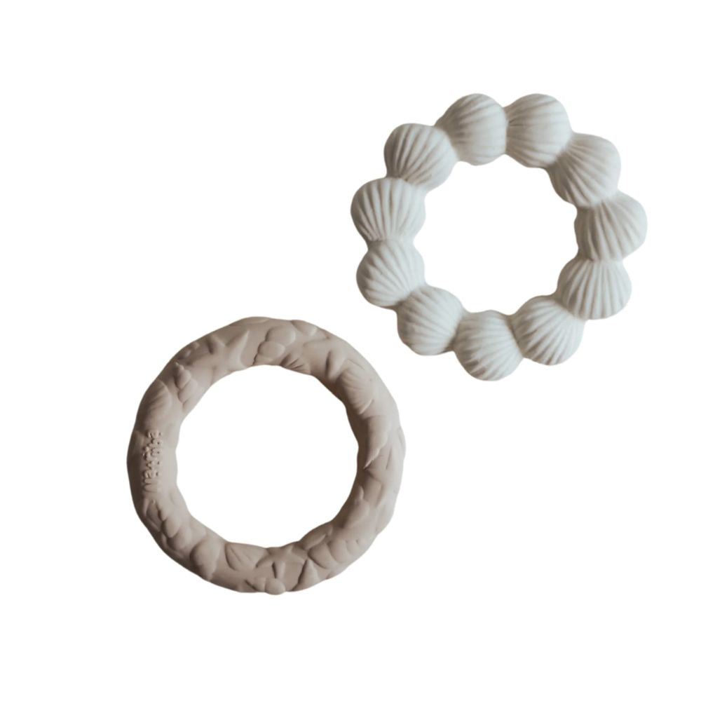 Natruba 2-Pack Ocean Patterned Teether Rings with Silk-Like Touch