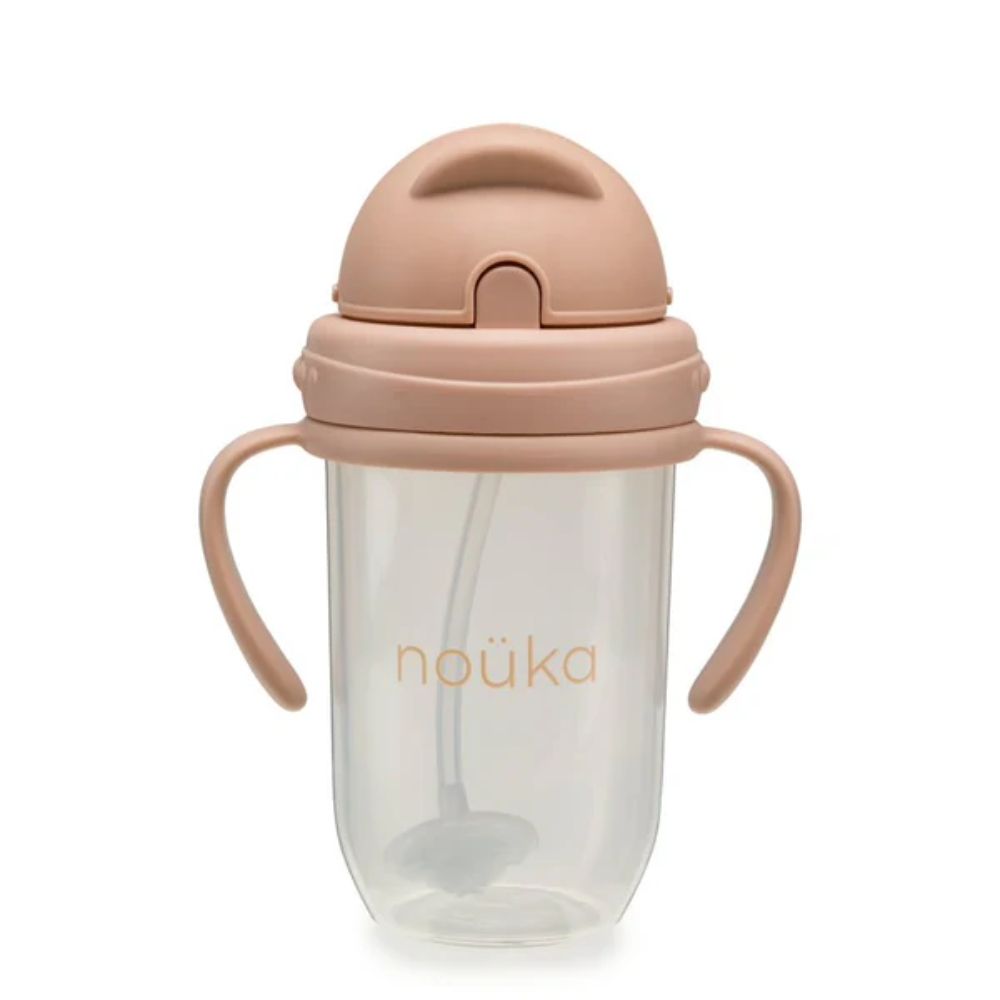 noüka 9OZ Soft Blush Non - Spill Weighted Straw Cup for Babies and Toddlers