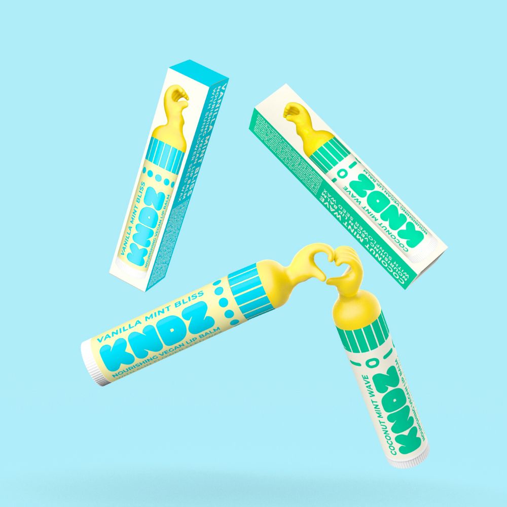 KNDZ Vegan Lip Balm Love Gift Set - A Pair of Vanilla Mint Bliss and Coconut Mint Wave