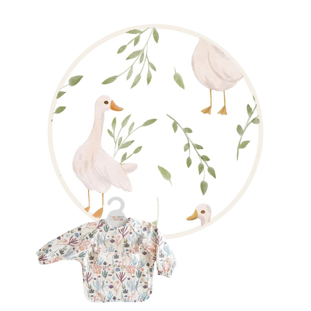 Colorful and Practical Long Sleeve Toddler Bib - Geese Design