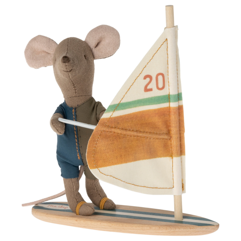 Maileg Little Brother Beach Mice Surfer Doll with 5 - inch Height