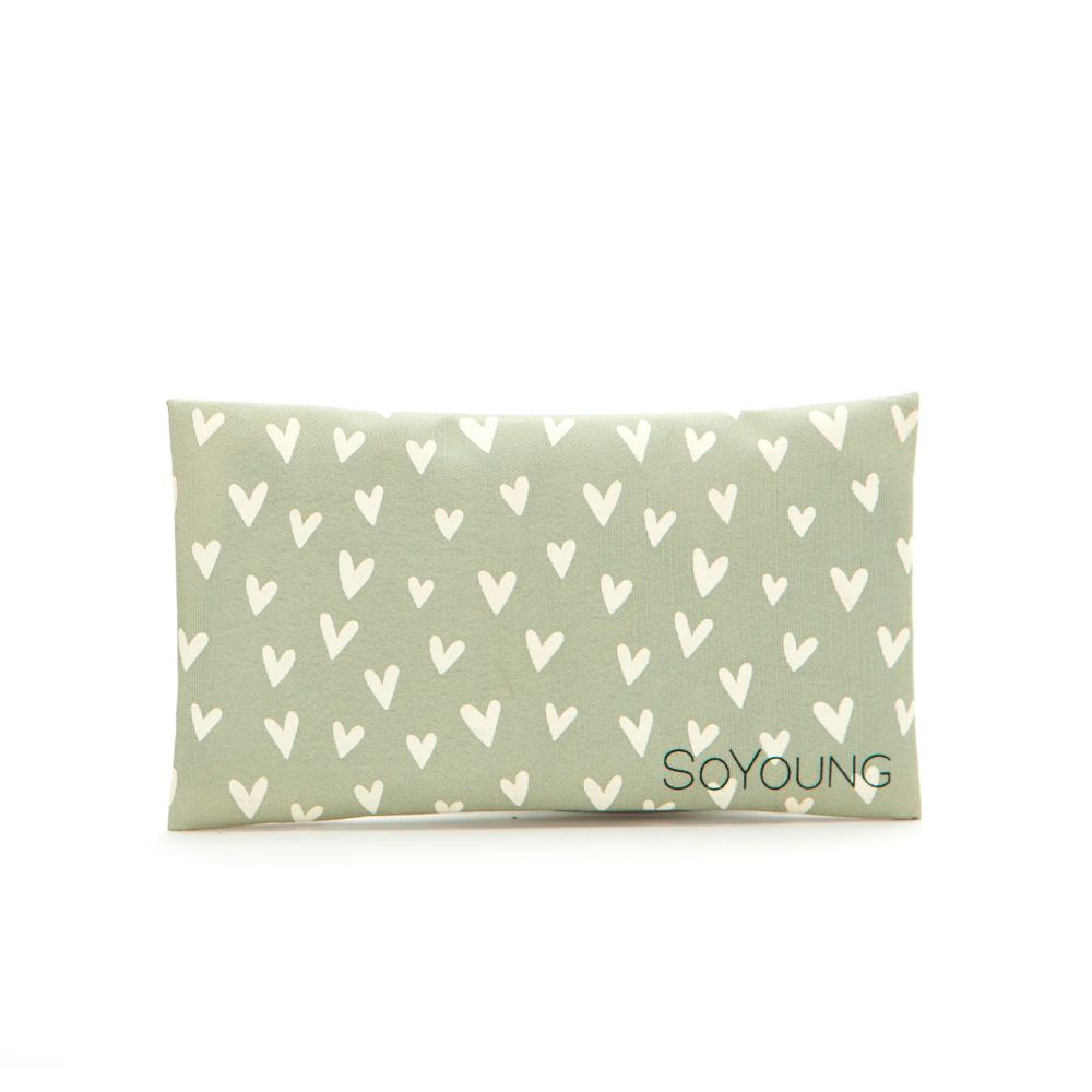 Sage Green Raw Linen Ice Pack with Adorable Little Hearts for Kids