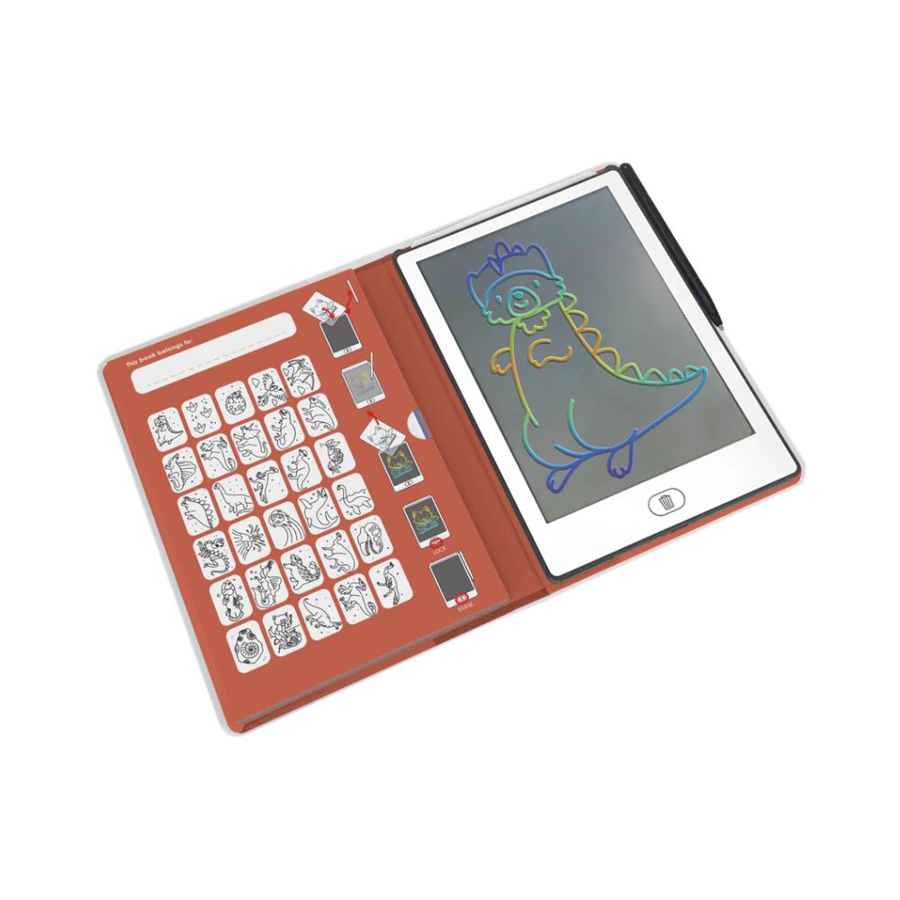 Kidydraw Mini LCD Drawing Pad with 30 Transferable Dinosaur Illustrations