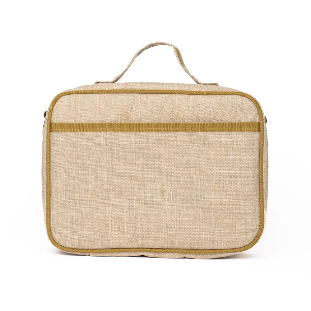 Insulated Raw Linen Lunch Box with Bird Nature Design