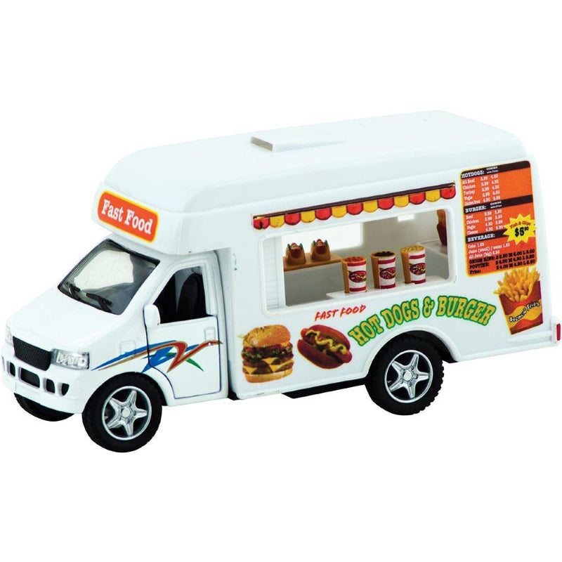 Assorted Schylling Die - Cast Food Trucks with Pull - Back Motor