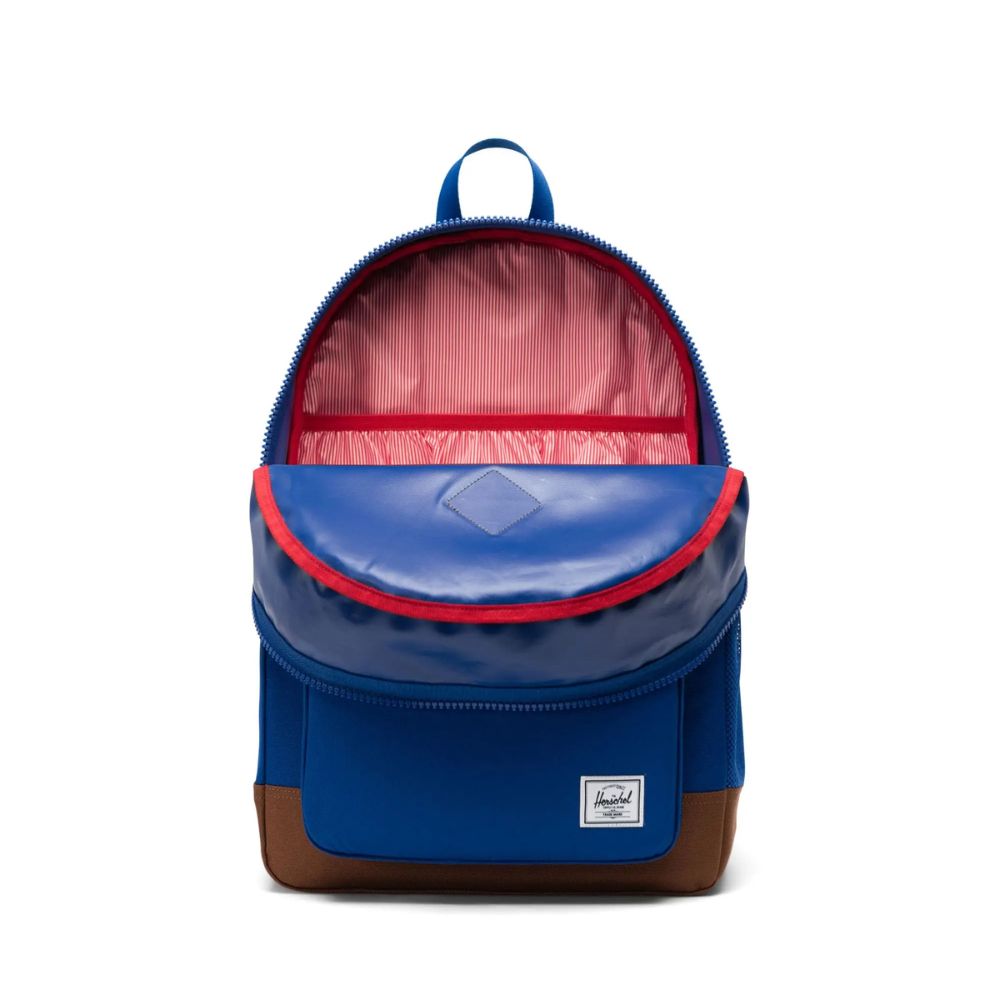 Herschel Heritage Youth Backpack - 26 Liter in Surf The Web/Saddle Brown Color for 8 - 12 Years Old