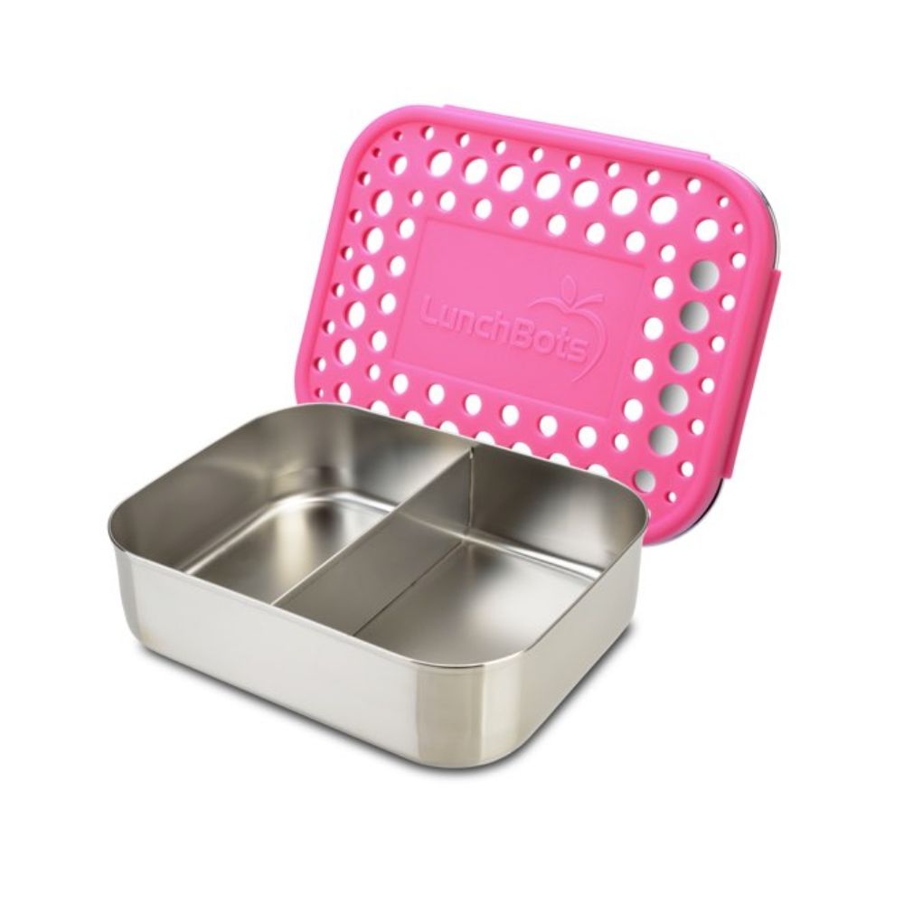 Pink Dots LunchBots Duo: Stylish 2 - Compartment Stainless Steel Lunch Box