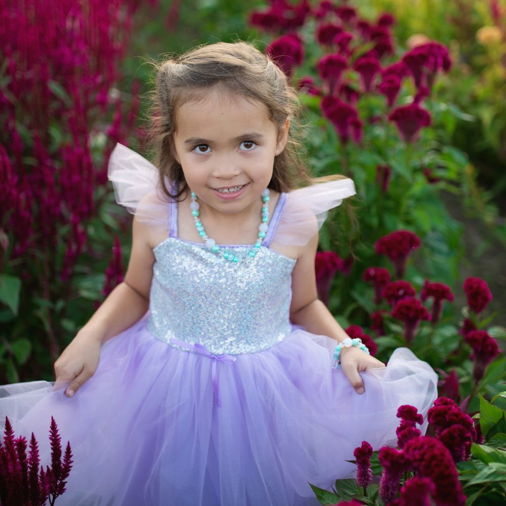 Lilac Sequined Princess Dress for Girls Aged 7 - 8