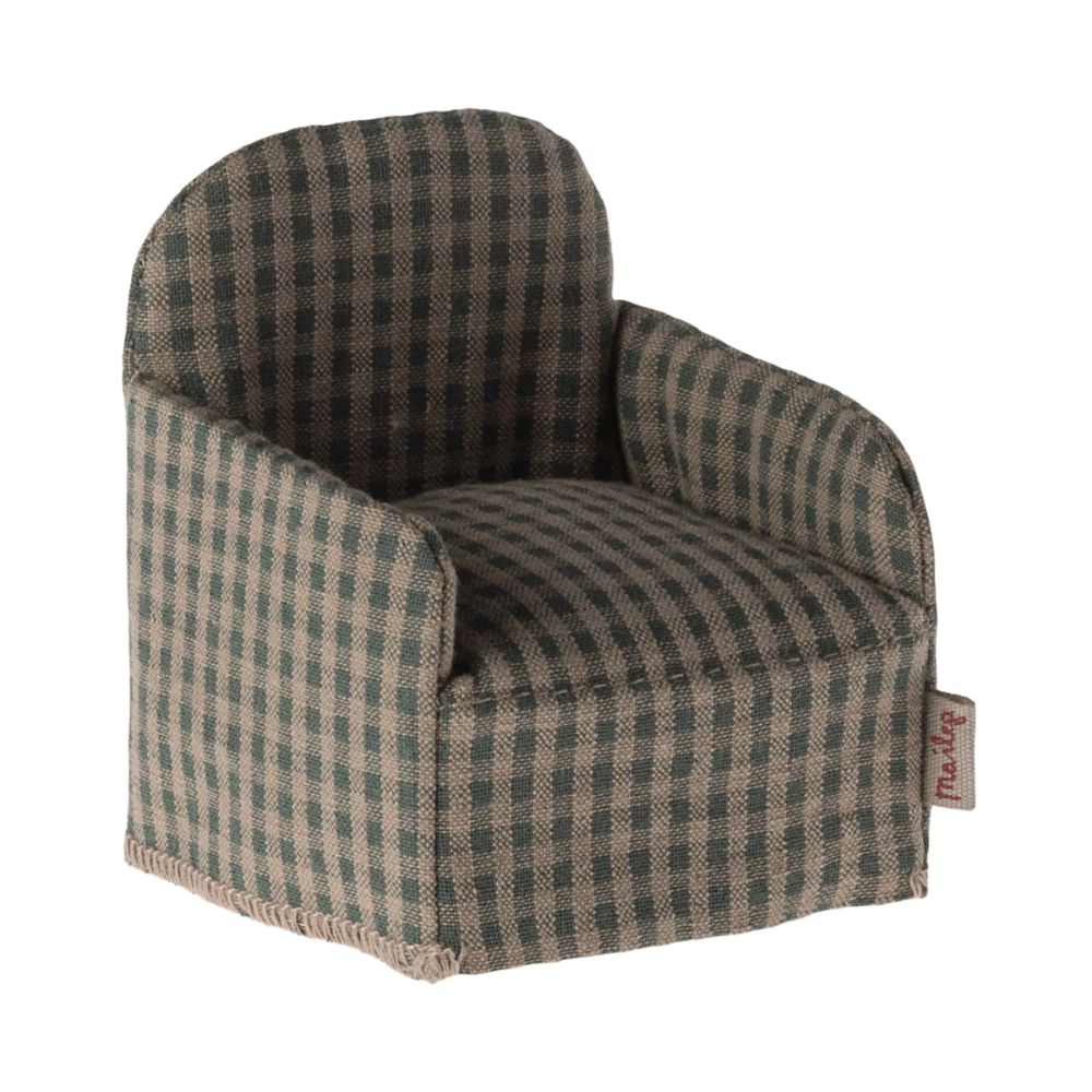 Maileg Mouse-Sized Green Checkered Chair - Ideal for Small Friends