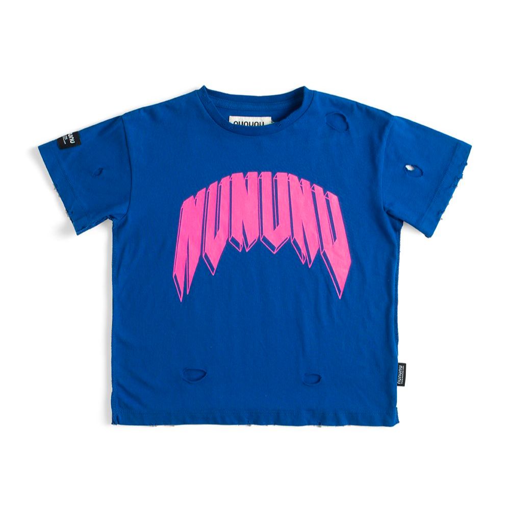 Nununu Cool Rock Nu Roll Distressed Blue Cotton T-Shirt for All Ages
