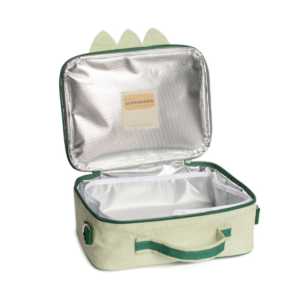 Raw Linen Lunch Box with Dino Scales Design - Ideal for Kids' Meals
