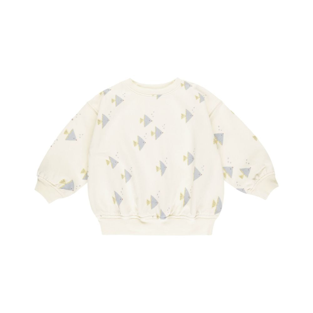 Rylee + Cru Cozy Ivory Angel Fish Print Sweatshirt for Little Adventurers