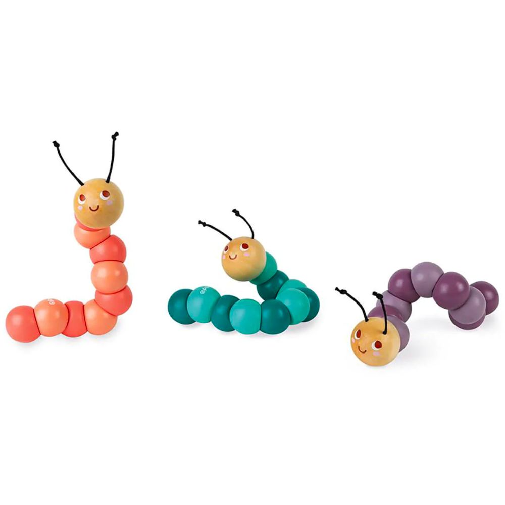 Janod Mini Pocket-Sized Articulated Wooden Caterpillar Toy